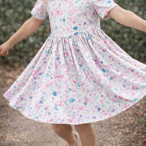 Mila & Rose Short Sleeve Twirl Pastel Terrazzo Colorful Print Kids Dress